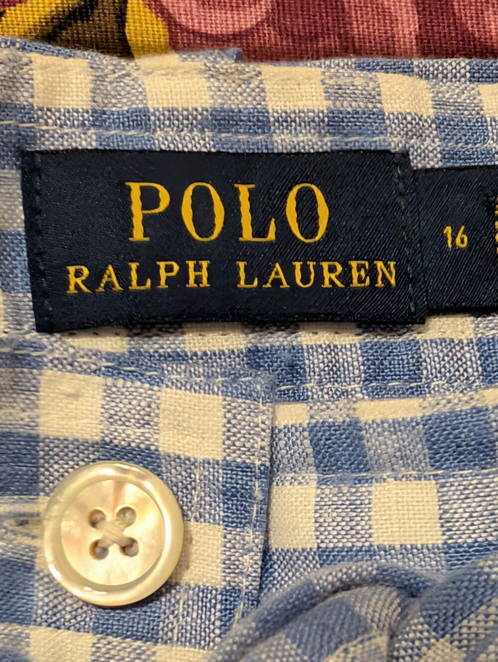 Polo Ralph Lauren Picnic Skirt. Blue & White Linen Gingham Tiered EUC Sz 16/L - Picture 4 of 5